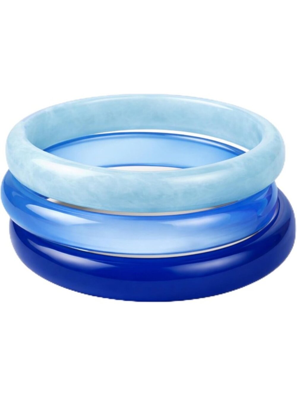 Stackable Blue Resin Bracelets Set for Women โ 3 Pack Chunky Acrylic Bangles